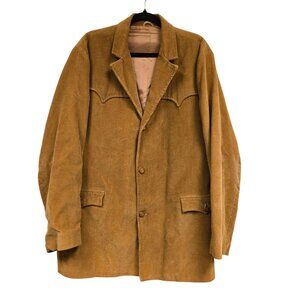 Vintage Pioneer Wear Men's 46 L Brown Camel Corduroy Western Blazer Jacket Sport